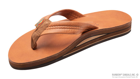 Rainbow Mens | Double Layer | Luxury Leather Sandal (Tahitian Brown)