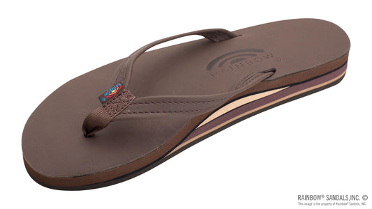 Rainbow Ladies | Thin Strap Double Layer | Premier Leather Sandal (Mocha)
