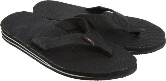 Rainbow Mens | Double Layer | Hemp & Rubber Sandal (Black)