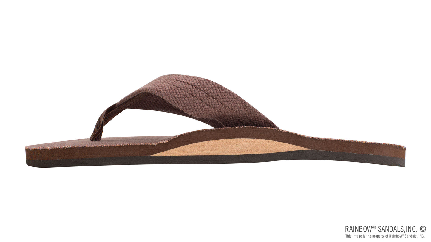 Rainbow Mens | Single Layer | Hemp & Rubber Sandal (Brown)