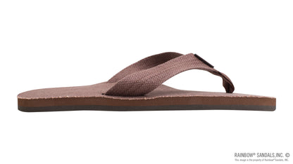 Rainbow Mens | Single Layer | Hemp & Rubber Sandal (Brown)