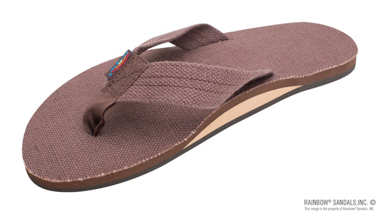 Rainbow Mens | Single Layer | Hemp & Rubber Sandal (Brown)