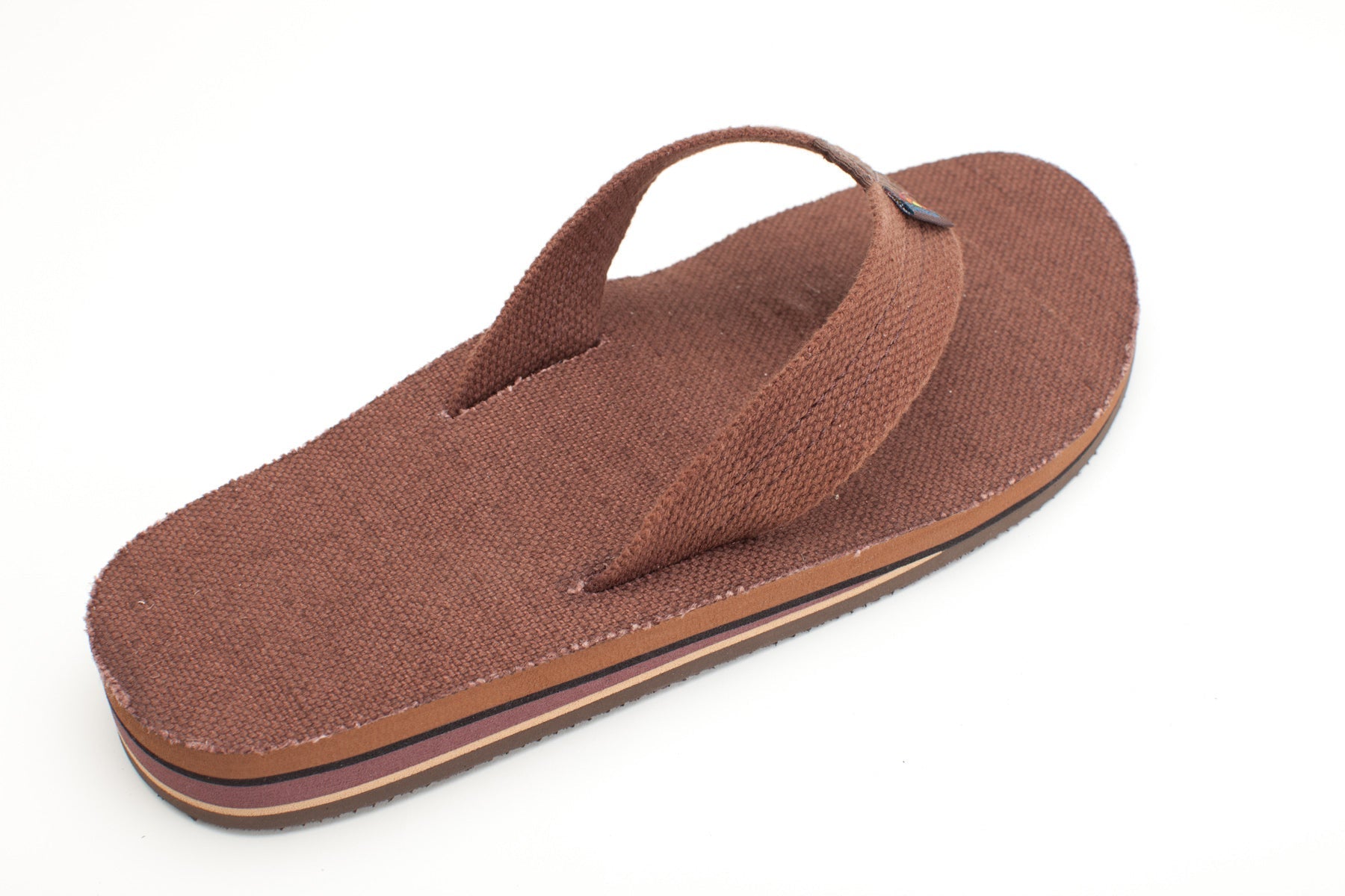 FADED Rainbow Mens Single Layer Hemp Rubber Sandal Brown