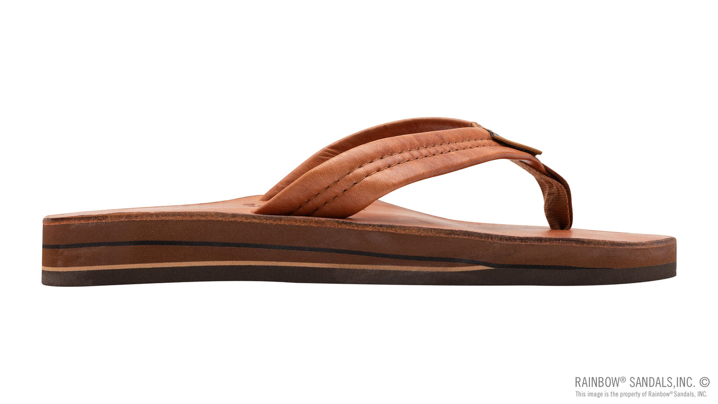 Rainbow Mens | Double Layer | Luxury Leather Sandal (Tahitian Brown)
