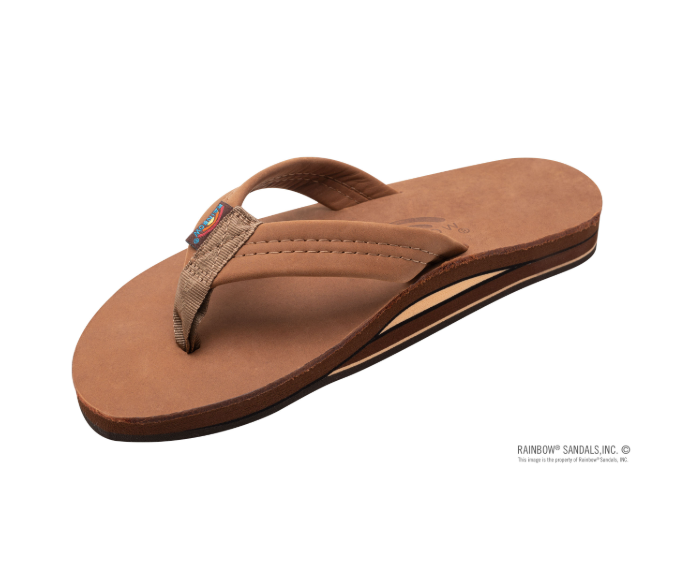 Rainbow Mens | Double Layer | Premier Leather Sandal (Redwood)