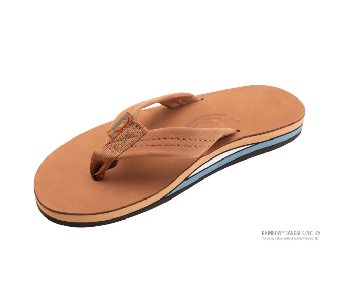 Rainbow Mens | Double Layer | Premier Leather Sandal (Tan)