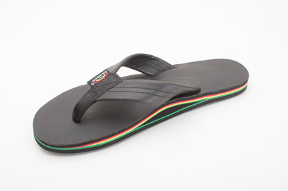 Rainbow Mens | Classic Leather Sandal (Black Rasta Midsole)