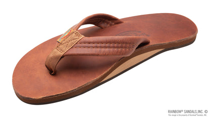 Rainbow Mens | Single Layer | Luxury Leather Sandal (Tahitian Brown)