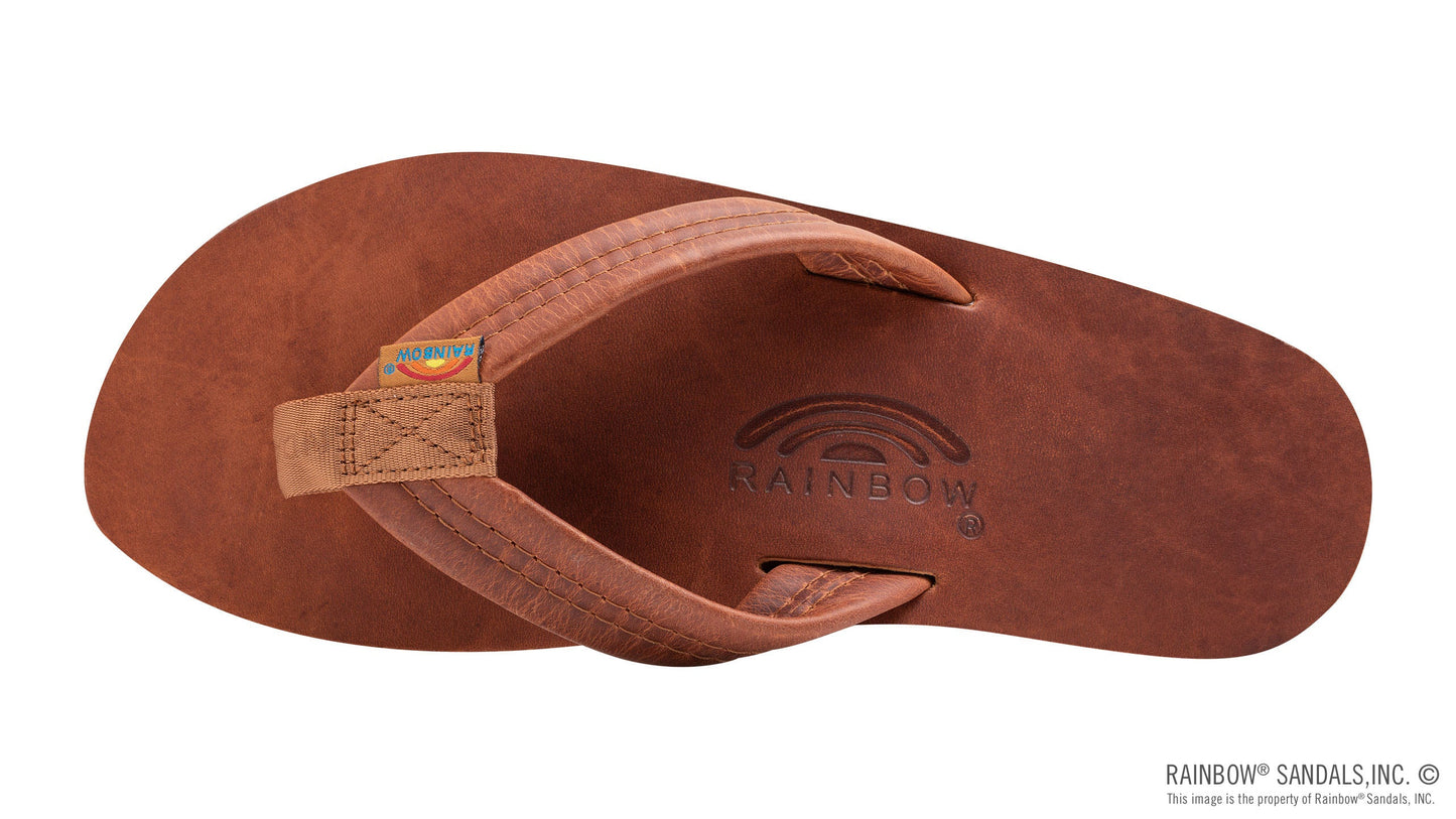 Rainbow Mens | Single Layer | Luxury Leather Sandal (Tahitian Brown)