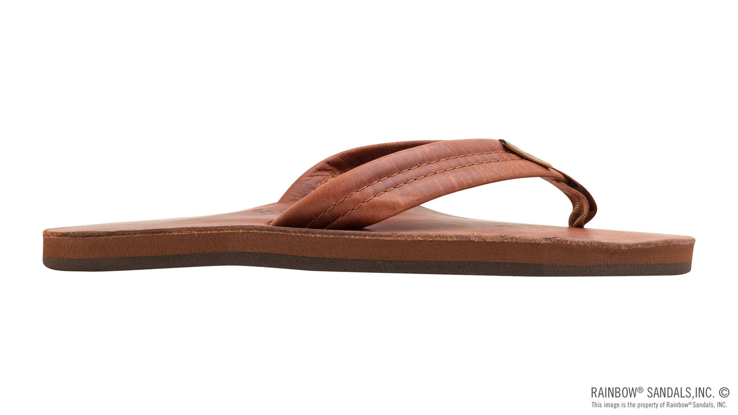 Rainbow Mens | Single Layer | Luxury Leather Sandal (Tahitian Brown)