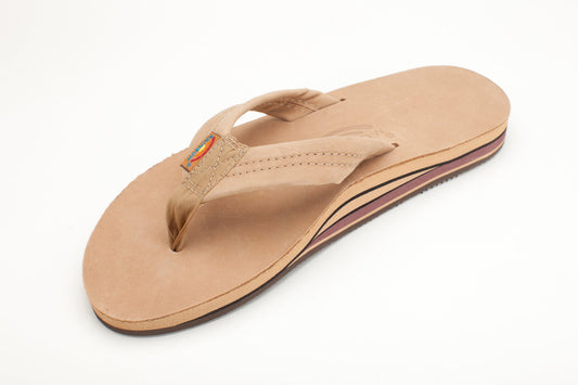 Rainbow Mens | Double Layer | Premier Leather Sandal (Dark Brown)