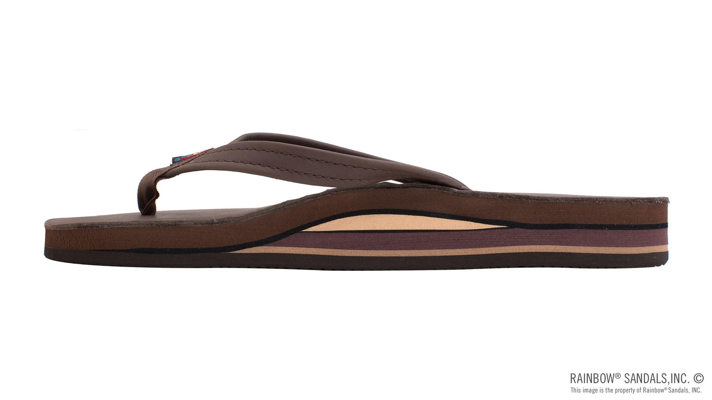 Rainbow Ladies | Thin Strap Double Layer | Premier Leather Sandal (Mocha)