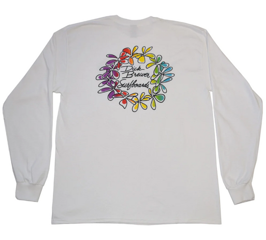 Simple Lei Long Sleeve | White with coloured logo.
